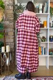 Nora Brushed Cotton Gingham Frock Coat Aubergine